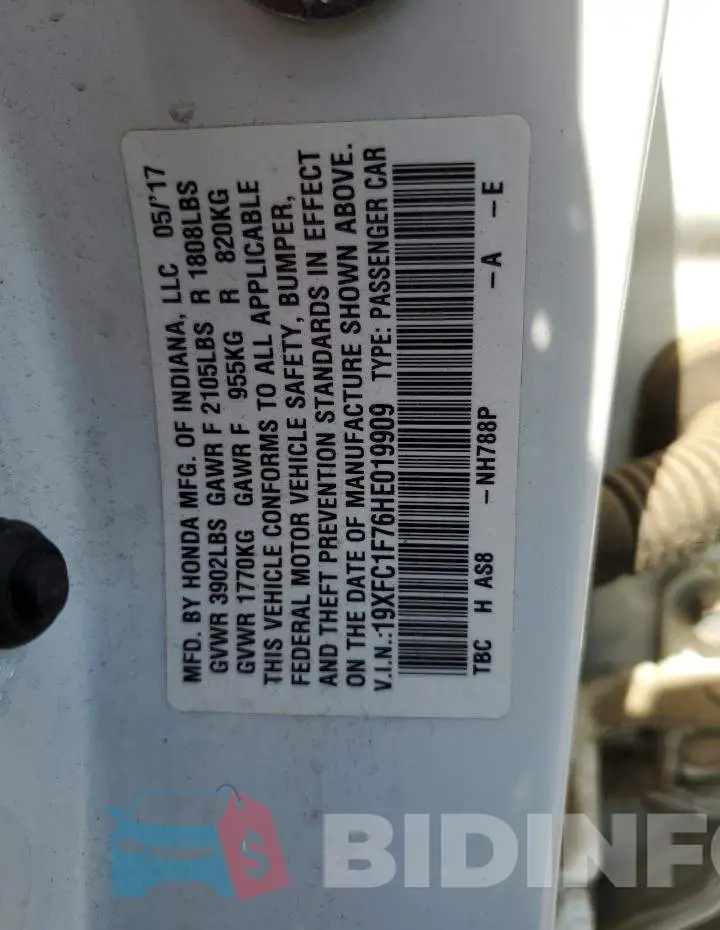 19XFC1F76HE019909 Photo# 12
