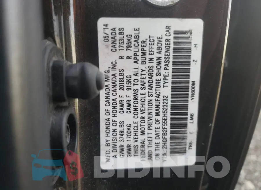 2HGFB2F55EH523232 Photo# 12