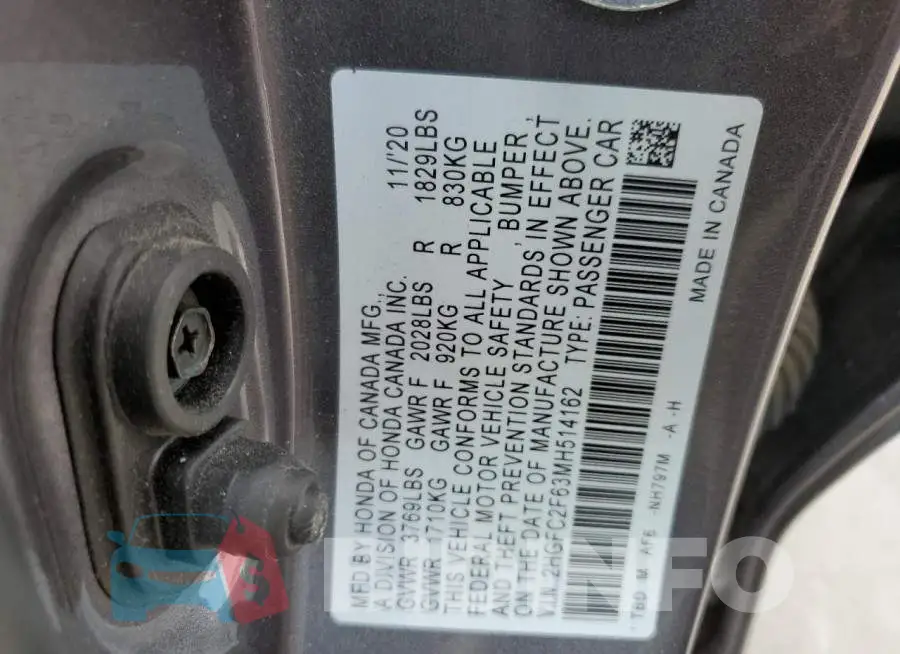 2HGFC2F63MH514162 Photo# 12