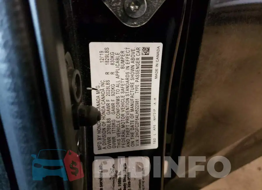 2HGFC2F64LH522981 Photo# 12