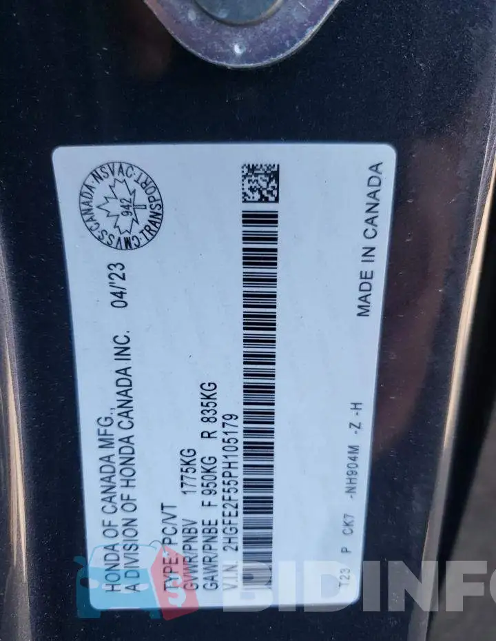 2HGFE2F55PH105179 Photo# 12