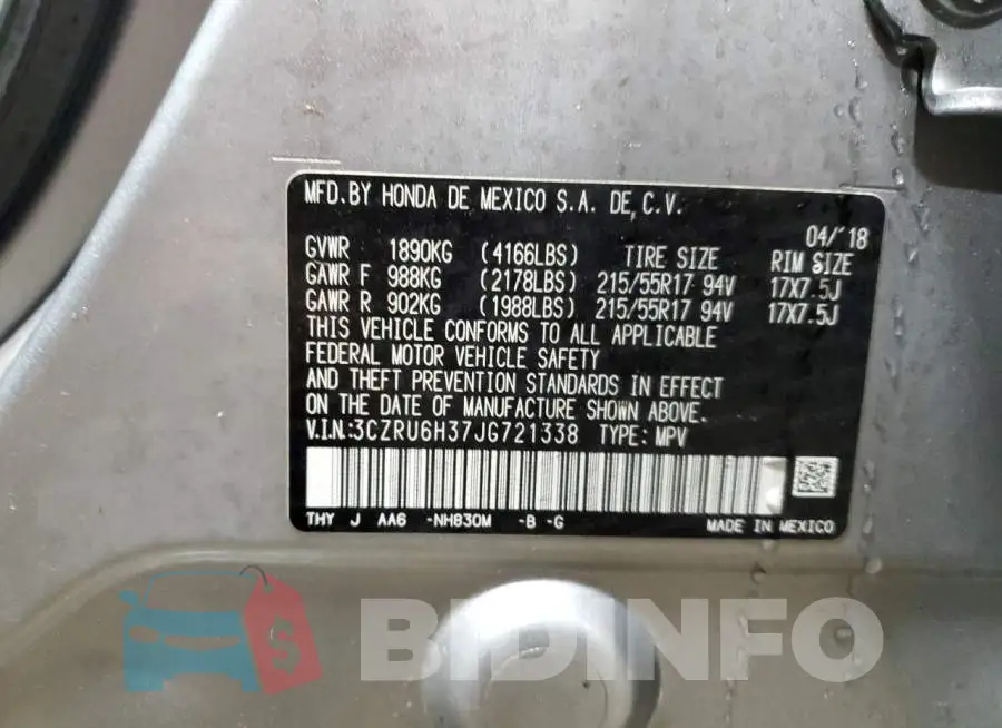 3CZRU6H37JG721338 Photo# 12