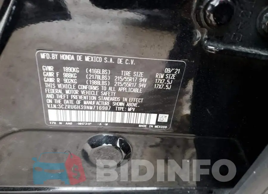 3CZRU6H39NM716987 Photo# 12