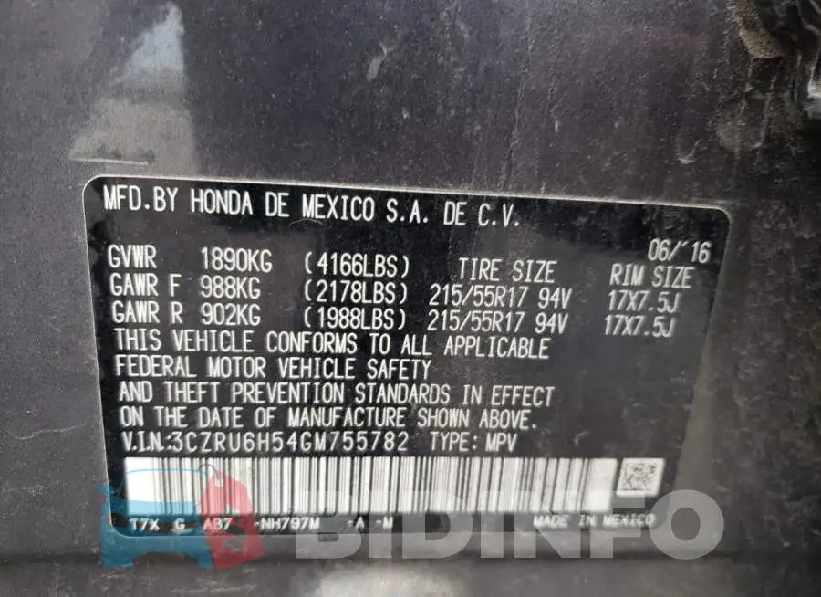 3CZRU6H54GM755782 Photo# 12