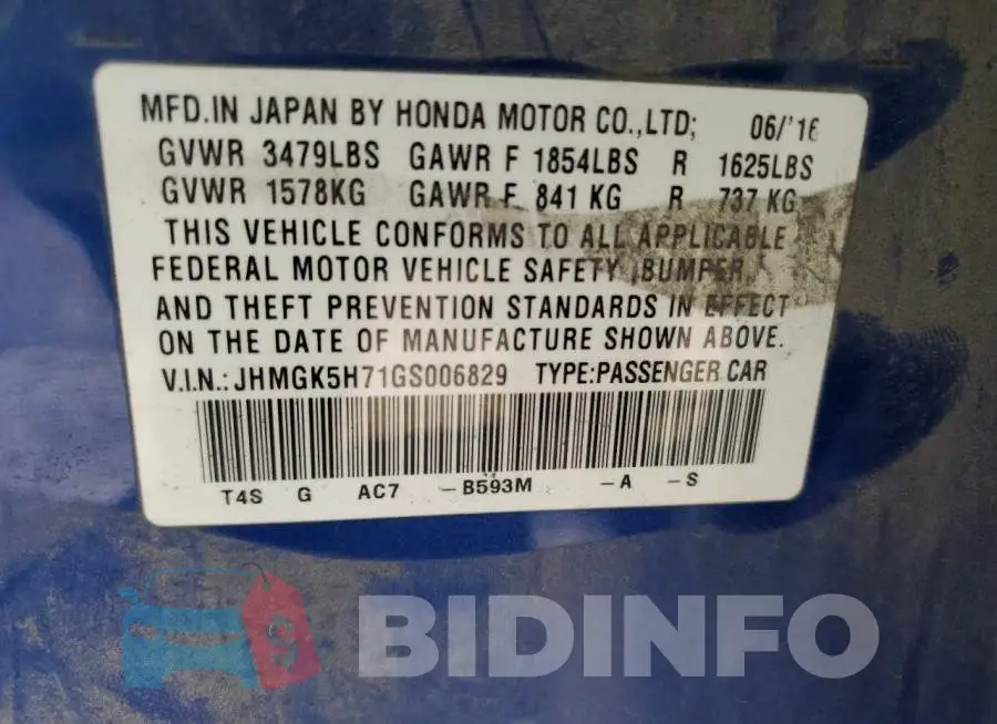 JHMGK5H71GS006829 Photo# 13
