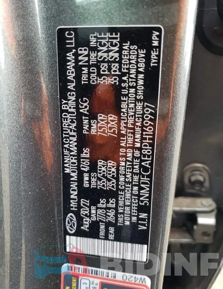 5NMJFCAE8PH169997 Photo# 13