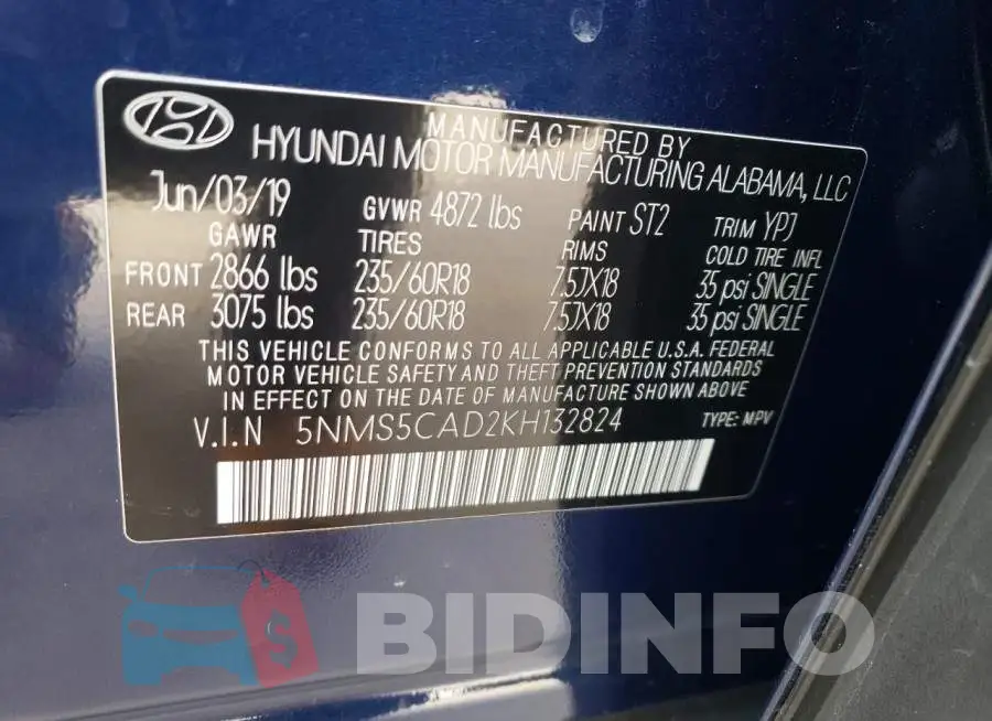 5NMS5CAD2KH132824 Photo# 12