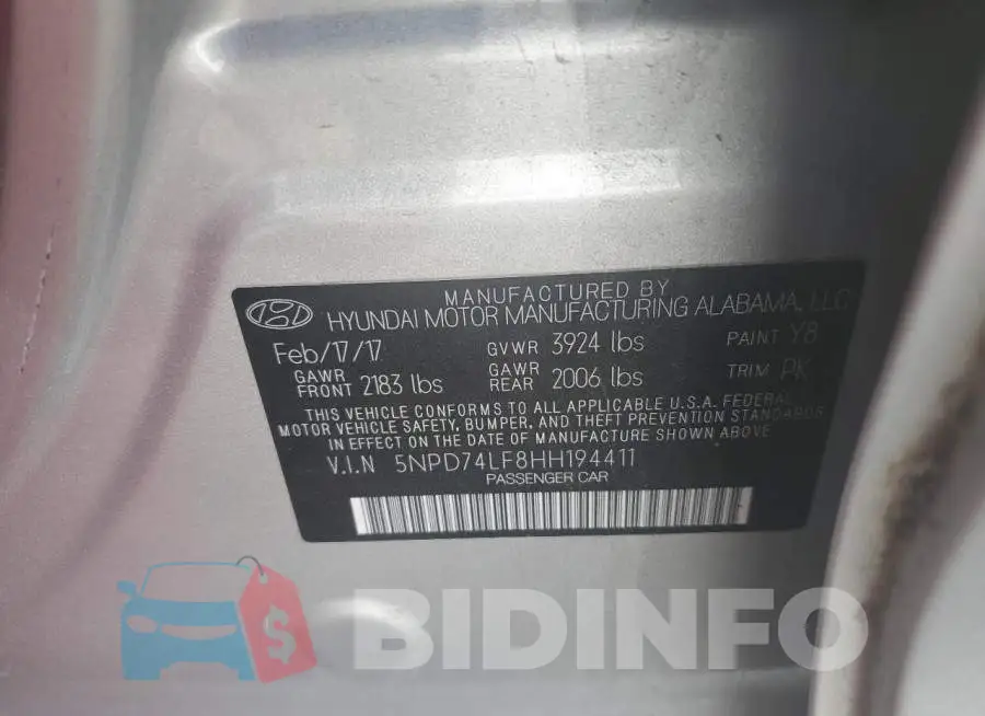5NPD74LF8HH194411 Photo# 12
