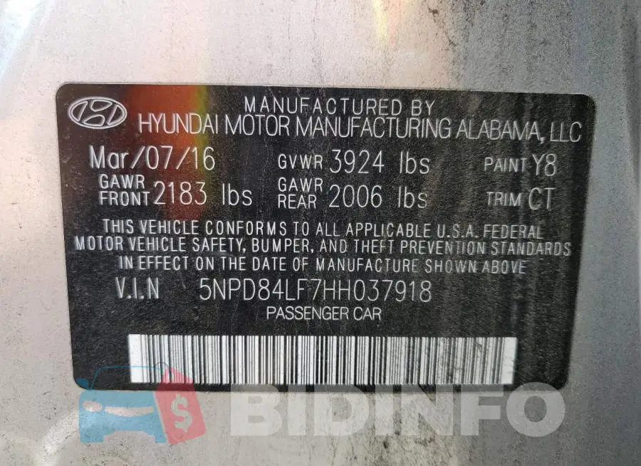 5NPD84LF7HH037918 Photo# 13