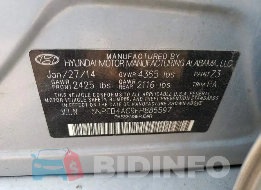 5NPEB4AC9EH885597 Photo# 12