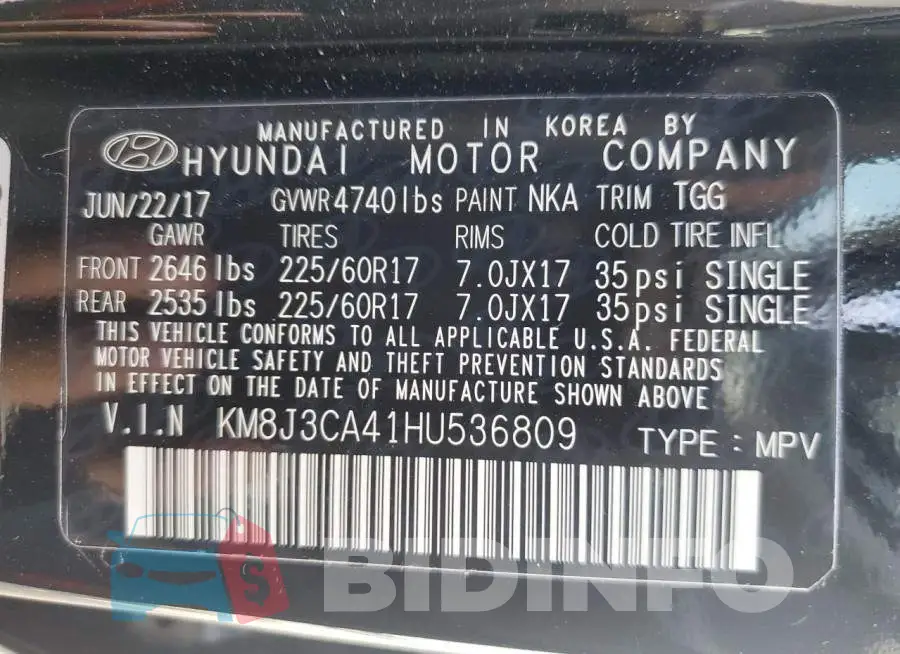 KM8J3CA41HU536809 Photo# 13
