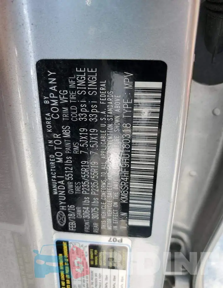 KM8SR4HF9HU180318 Photo# 13