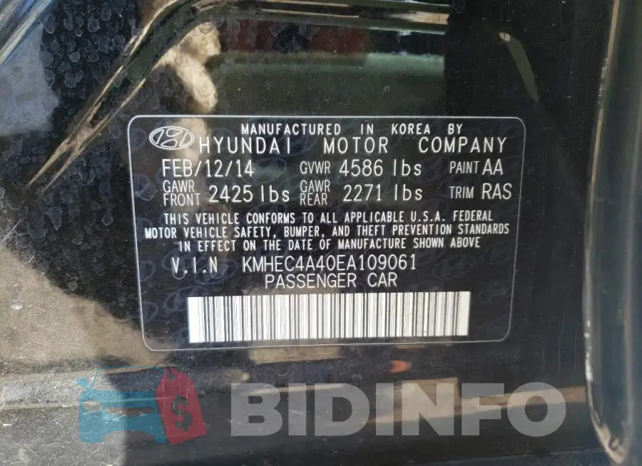 KMHEC4A40EA109061 Photo# 12
