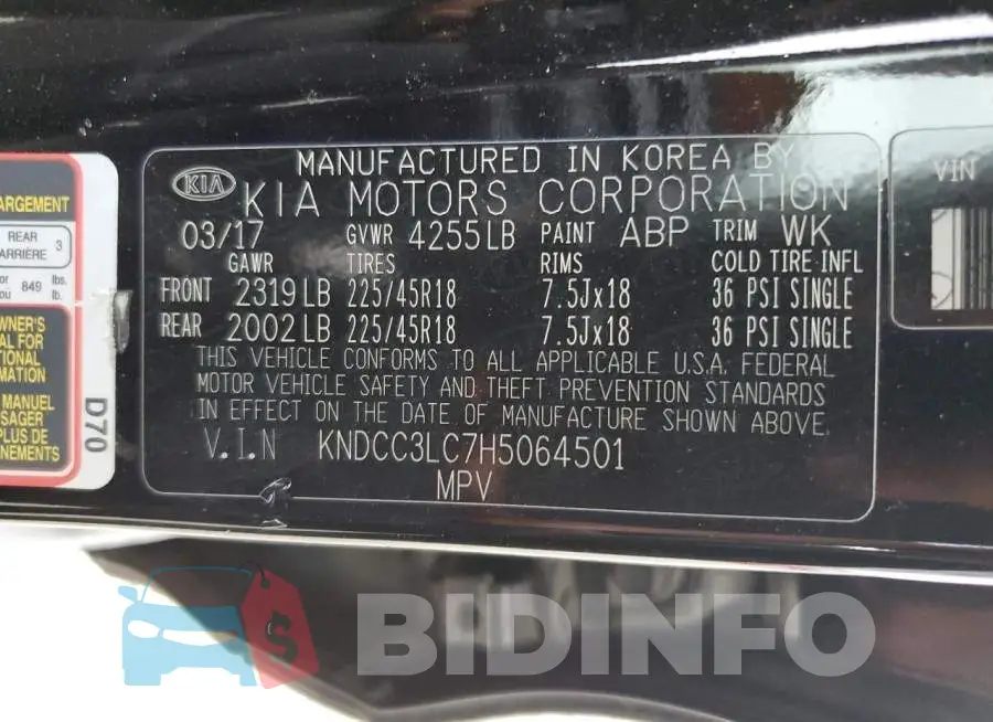 KNDCC3LC7H5064501 Photo# 12