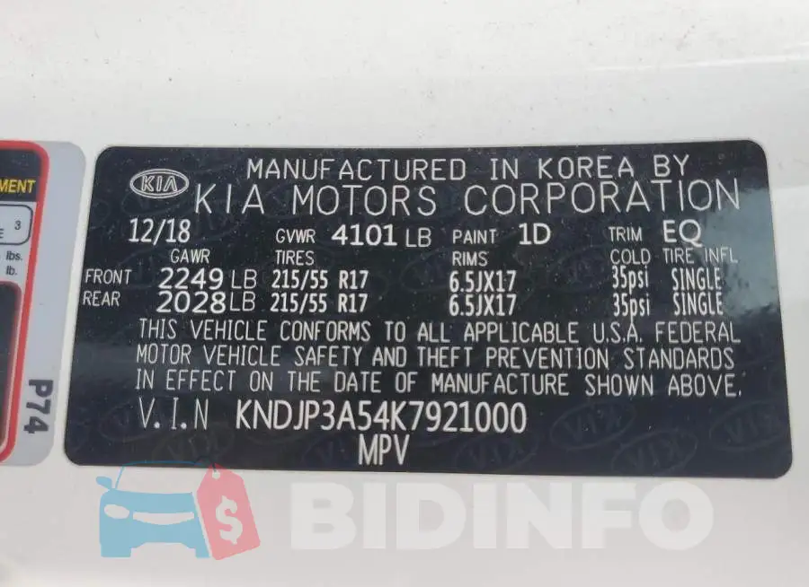 KNDJP3A54K7921000 Photo# 13