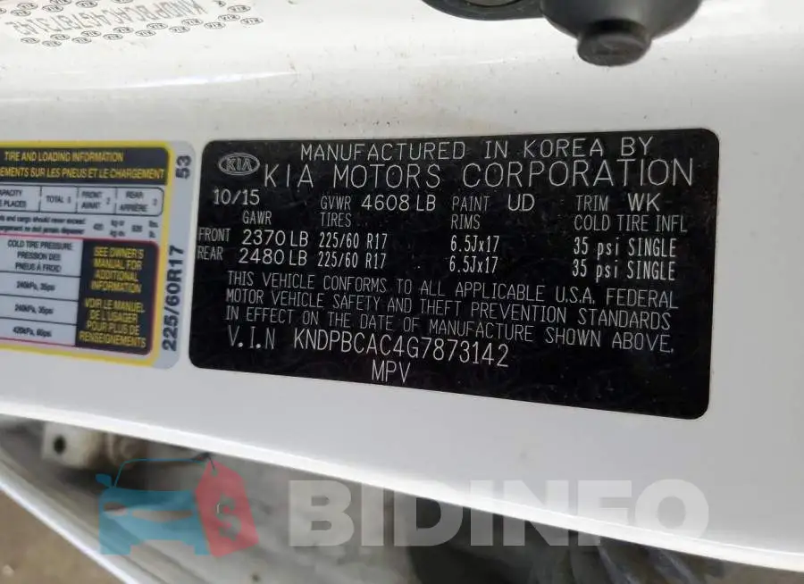 KNDPBCAC4G7873142 Photo# 12