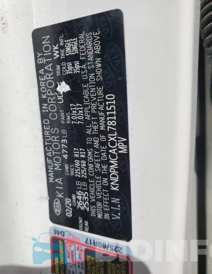 KNDPMCACXL7811510 Photo# 13