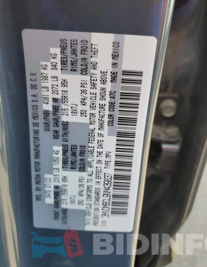 3MVDMBCL9NM439837 Photo# 13