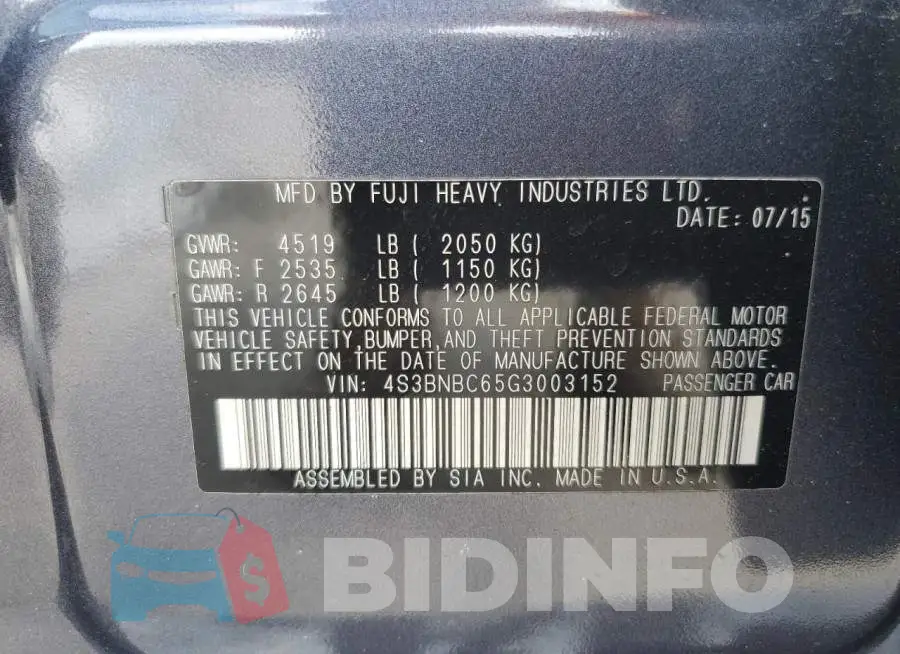 4S3BNBC65G3003152 Photo# 12