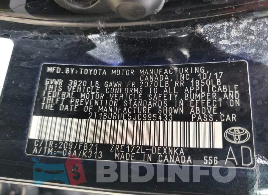 2T1BURHE5JC995433 Photo# 12