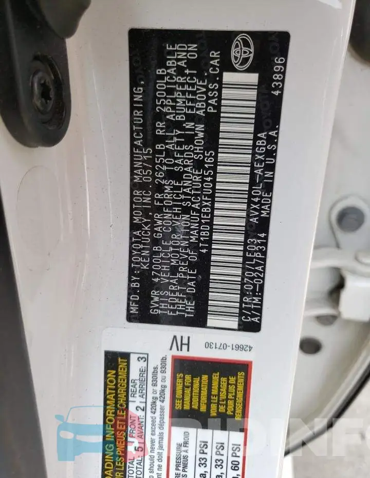 4T1BD1EBXFU045165 Photo# 13