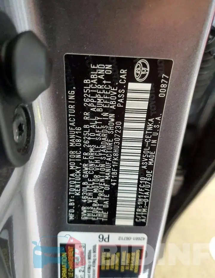 4T1BF1FK8HU307230 Photo# 13
