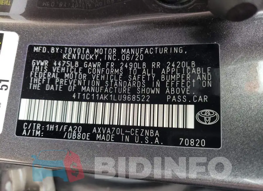 4T1C11AK1LU968522 Photo# 12