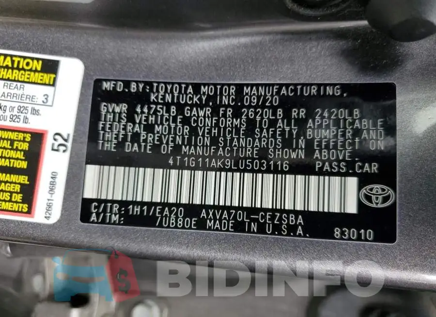 4T1G11AK9LU503116 Photo# 12