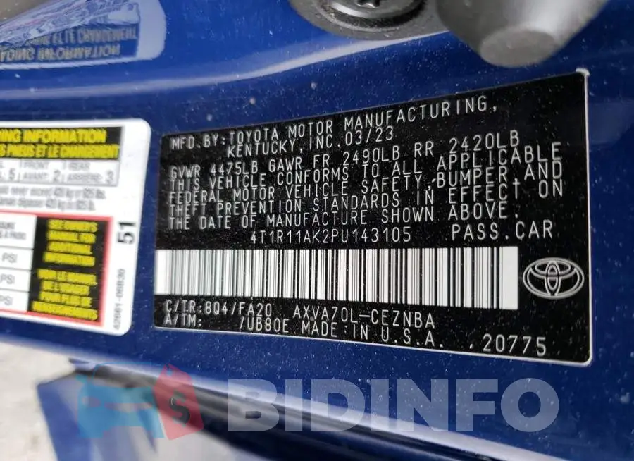 4T1R11AK2PU143105 Photo# 12