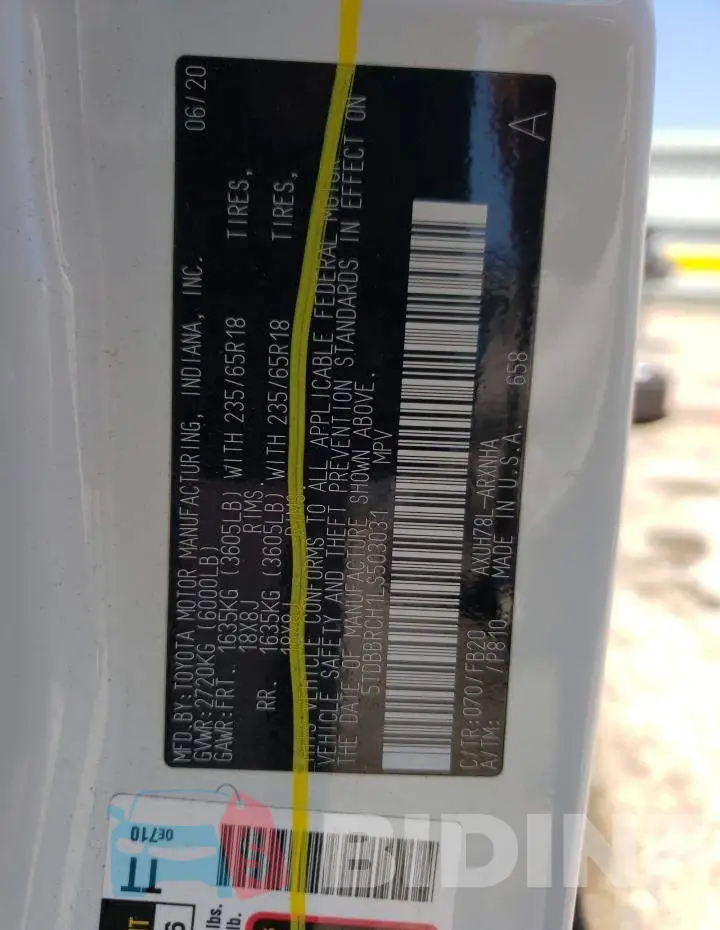 5TDBBRCH1LS503031 Photo# 12