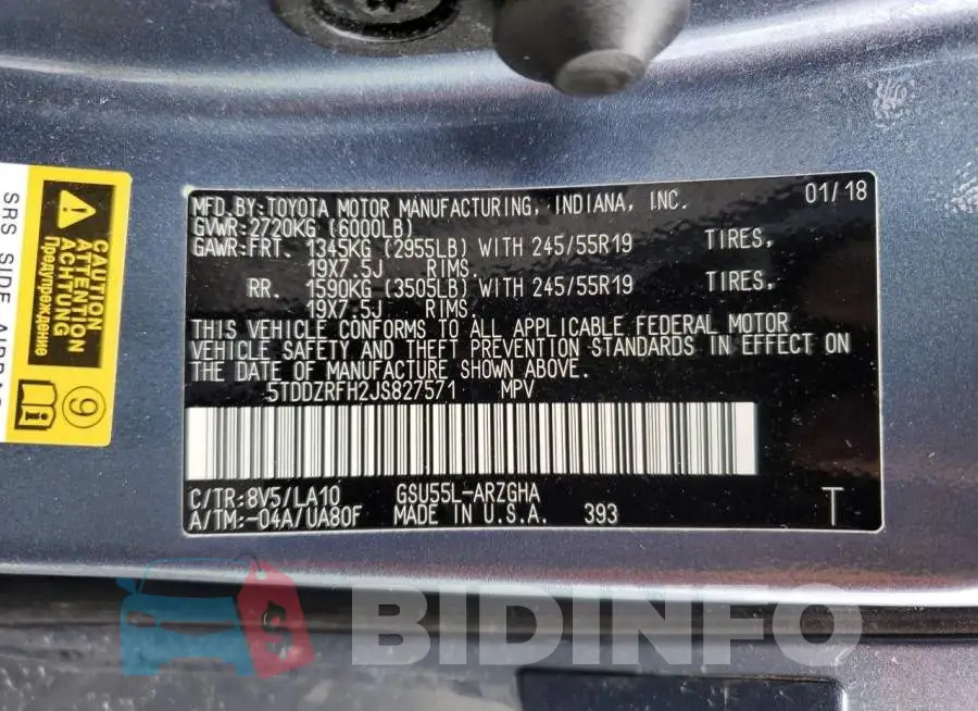 5TDDZRFH2JS827571 Photo# 14