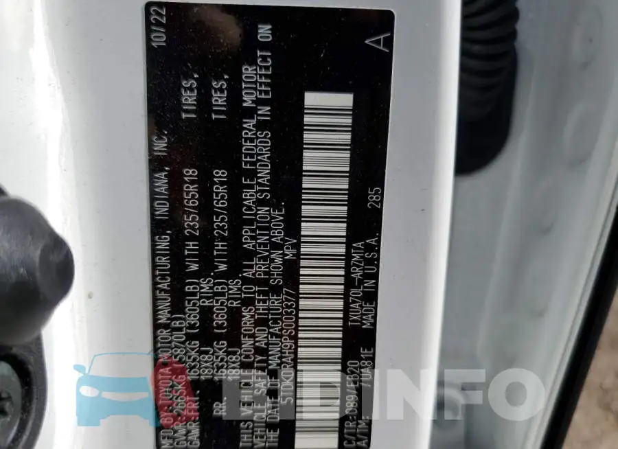 5TDKDRAH9PS003377 Photo# 14