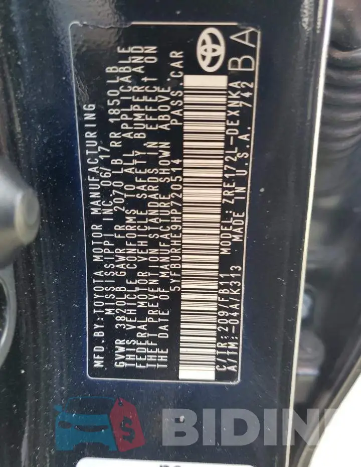 5YFBURHE9HP720514 Photo# 12