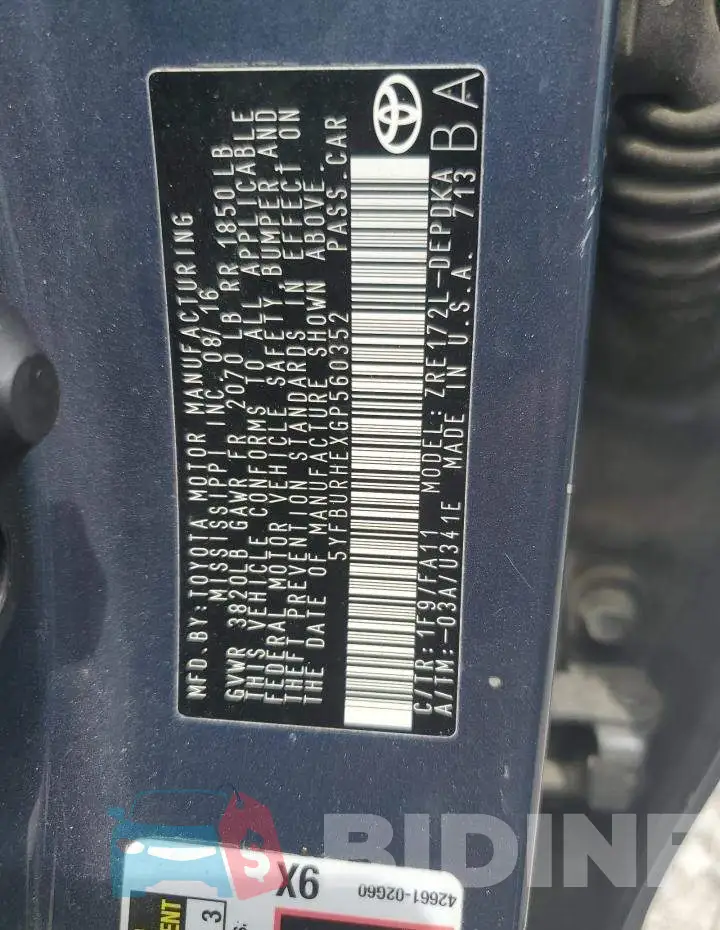 5YFBURHEXGP560352 Photo# 12