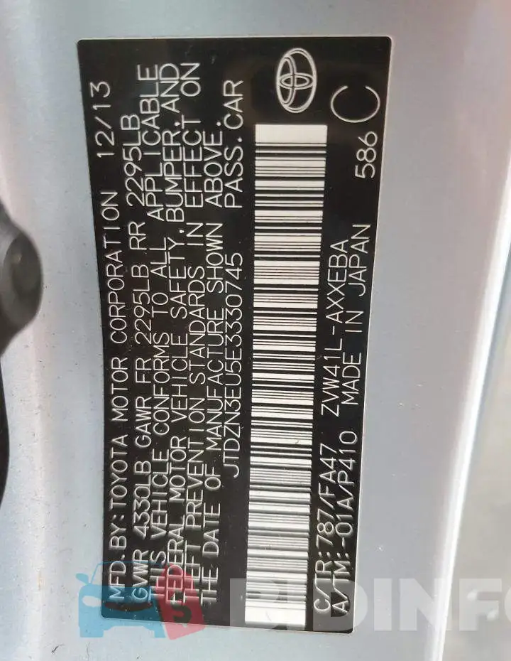 JTDZN3EU5E3330745 Photo# 14