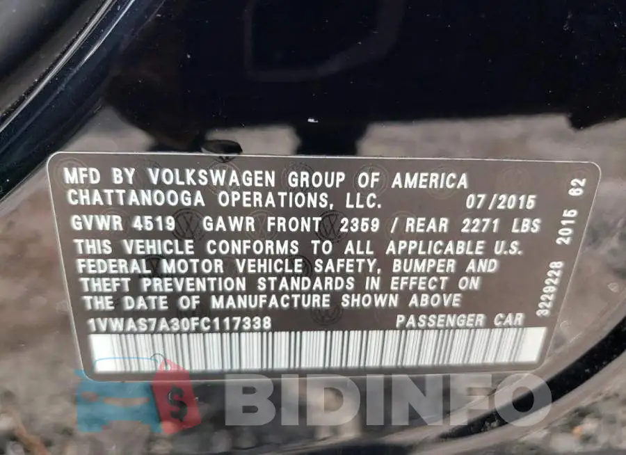 1VWAS7A30FC117338 Photo# 12