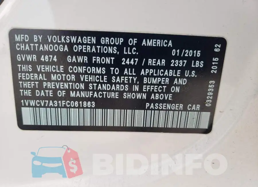 1VWCV7A31FC061863 Photo# 13