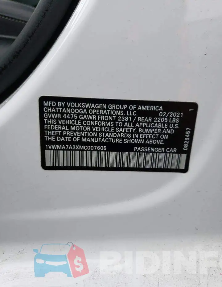 1VWMA7A3XMC007605 Photo# 12
