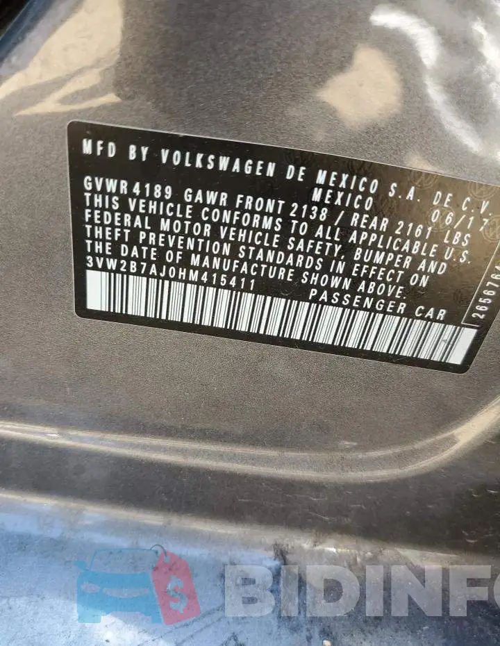 3VW2B7AJ0HM415411 Photo# 13