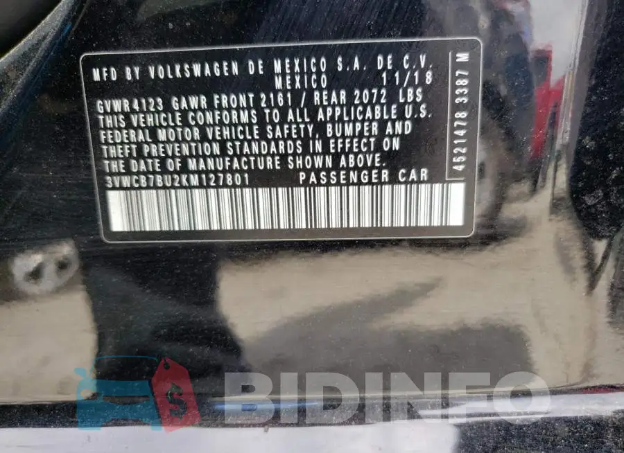 3VWCB7BU2KM127801 Photo# 12