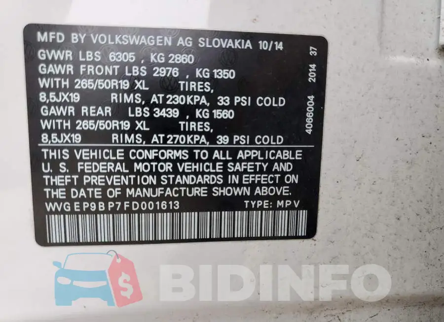 WVGEP9BP7FD001613 Photo# 14