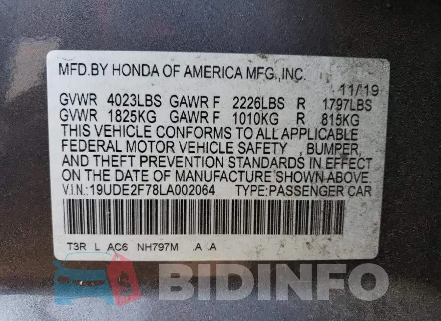 19UDE2F78LA002064 Photo# 12