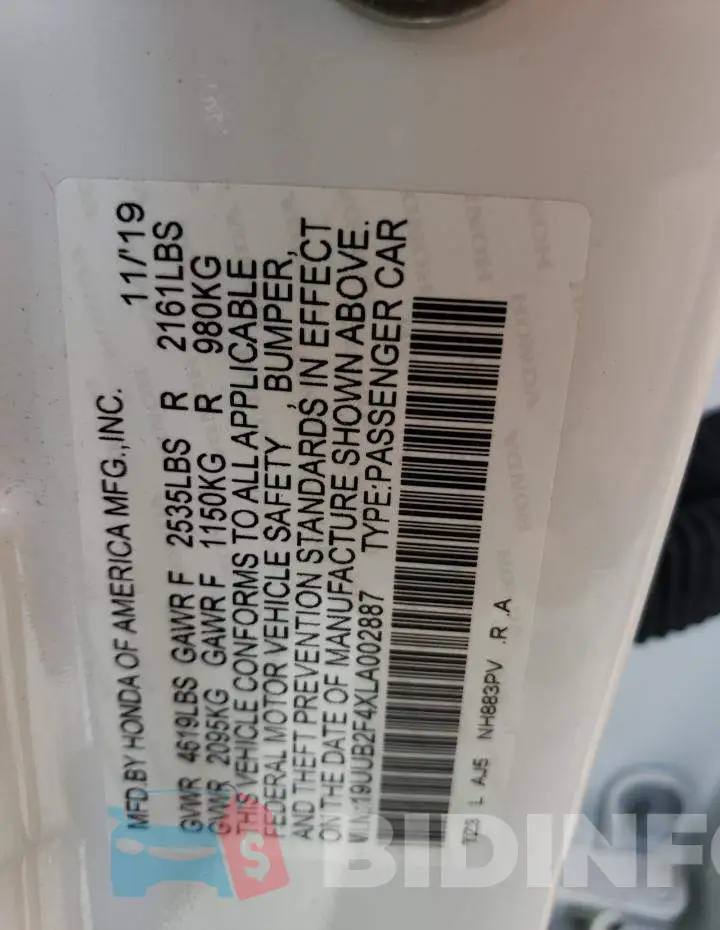 19UUB2F4XLA002887 Photo# 12