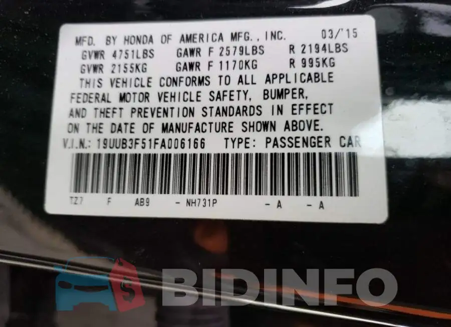 19UUB3F51FA006166 Photo# 13