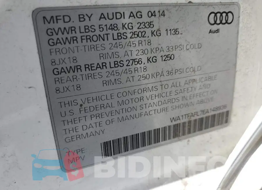 WA1TFAFL7EA148936 Photo# 13