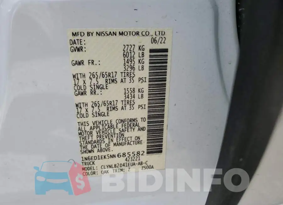 1N6ED1EK5NN685582 Photo# 12