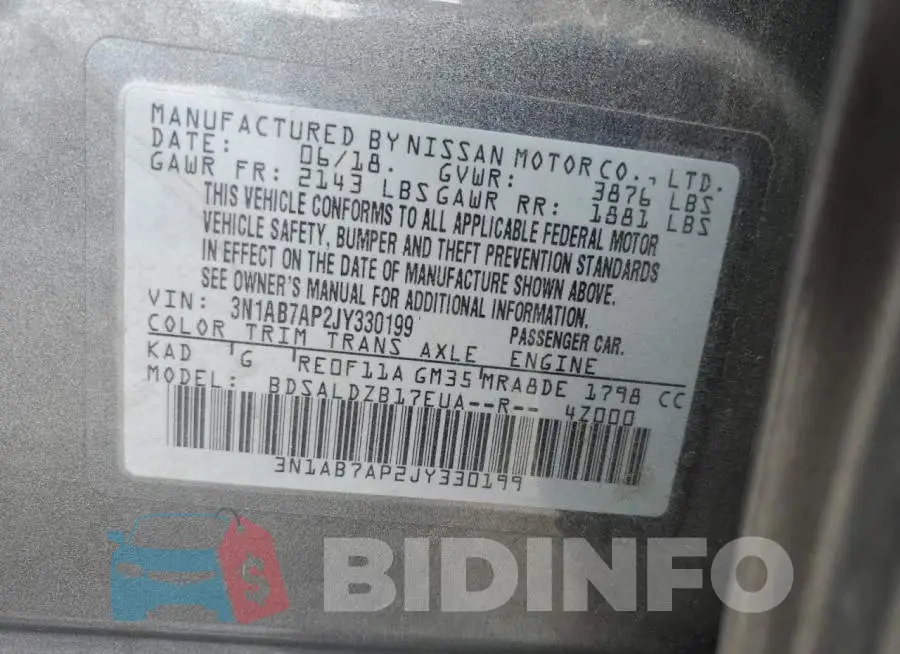 3N1AB7AP2JY330199 Photo# 12