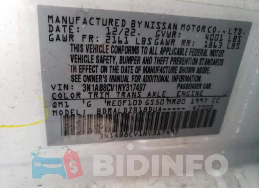 3N1AB8CV1NY317497 Photo# 13
