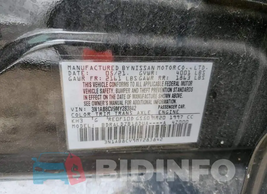 3N1AB8CV9MY283842 Photo# 12