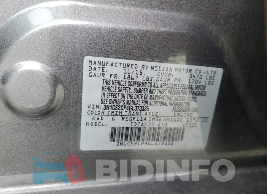 3N1CE2CP4GL373335 Photo# 12
